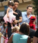 Mario Lopez brings his daughter Gia to meet Elmo from Sesame Street on the show EXTRA in Los Angeles, California on September 20, 2012.