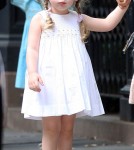 Sarah Jessica Parker helps her daughters Marion and Tabitha into a car in New York City, NY on September 16th, 2012.