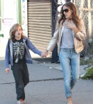 Sarah Jessica Parker takes her children James, Marion and Tabitha to school on September 25, 2012 in New York City
