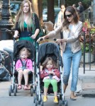 Sarah Jessica Parker takes her children James, Marion and Tabitha to school on September 25, 2012 in New York City