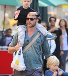 Liev Schreiber spends some quality father son time with his boys Alexander and Samuel in New York City, NY on September 24th, 2012.