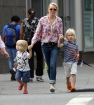 Naomi Watts, her mother Miv and two sons Alexander and Samuel take their dog Bob out for ice cream in New York City, New York on September 6, 2012.