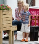Naomi Watts, her mother Miv and two sons Alexander and Samuel take their dog Bob out for ice cream in New York City, New York on September 6, 2012.