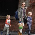 Naomi Watts hailing a cab with her sons Alexander and Samuel in New York City, NY on September 20th, 2012.