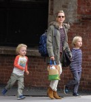 Naomi Watts hailing a cab with her sons Alexander and Samuel in New York City, NY on September 20th, 2012.