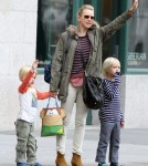 Naomi Watts hailing a cab with her sons Alexander and Samuel in New York City, NY on September 20th, 2012.