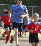 'True Blood' actor Stephen Moyer and his mother take his daughter Lila to her soccer game in Brentwood, California on September 29, 2012.