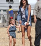 Alessandra Ambrosio and her family, hubby Jamie Mazur and daughter Anja, enjoy rides at the Malibu Chili Cook Off in Malibu, California on September 2nd, 2012.