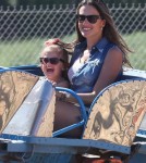 Alessandra Ambrosio and her family, hubby Jamie Mazur and daughter Anja, enjoy rides at the Malibu Chili Cook Off in Malibu, California on September 2nd, 2012.