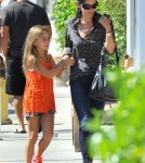 'Cougar Town' actress Courteney Cox and her daughter Coco Arquette out for lunch and some shopping with a friend at the Brentwood Country Mart in Brentwood, California on September 4, 2012.