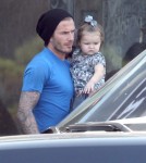 David Beckham and daughter Harper spotted out running some errands in West Hollywood, California on September 25, 2012.