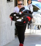 Hilary Duff and her son Luca Comrie picked up lunch from the Which Which Sandwich eatery in Los Angeles, California on September 2, 2012.