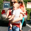 January Jones takes her son Xander shoe shopping at Wee Soles in Silver Lake, California on September 30, 2012.