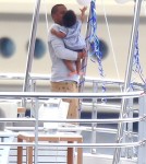 Singer Beyonce and her rapper husband Jay-Z vacationing on a yacht with their baby Blue Ivy Carter through the Mediterranean Sea, South of France, on September 4th, 2012.