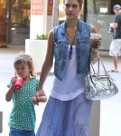 jessica Alba, her husband Cash Warren and their daughters Honor and Haven out for brunch at the Newsroom Cafe in West Hollywood, California on September 29, 2012.