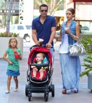 jessica Alba, her husband Cash Warren and their daughters Honor and Haven out for brunch at the Newsroom Cafe in West Hollywood, California on September 29, 2012.