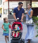 jessica Alba, her husband Cash Warren and their daughters Honor and Haven out for brunch at the Newsroom Cafe in West Hollywood, California on September 29, 2012.