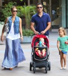 jessica Alba, her husband Cash Warren and their daughters Honor and Haven out for brunch at the Newsroom Cafe in West Hollywood, California on September 29, 2012.