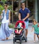 jessica Alba, her husband Cash Warren and their daughters Honor and Haven out for brunch at the Newsroom Cafe in West Hollywood, California on September 29, 2012.