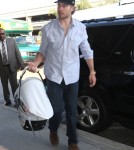 Jessica Simpson, her fiance Eric Johnson and their daughter Maxwell departing on a flight at LAX airport in Los Angeles, California on September 9, 2012.