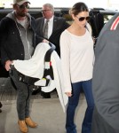 Kings of Leon singer Caleb Followill and his wife, Lily Aldridge, were seen departing LAX with their new daughter Dixie Followill in Los Angeles, California on August 31, 2012.