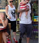 Pink and her husband Carey Hart take their daughter Willow out for lunch at the Les 400 Coups Restaurant before spending the rest of the day walking through the Luxembourg Gardens in Paris, France on September 9, 2012.