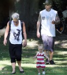 Pink and her husband Carey Hart take their daughter Willow out for lunch at the Les 400 Coups Restaurant before spending the rest of the day walking through the Luxembourg Gardens in Paris, France on September 9, 2012.