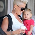 Pink out and about with her daughter Willow Hart in New York City, NY on September 19th, 2012.