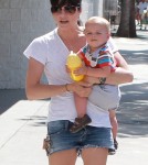 'Anger Management' actress Selma Blair and her son Arthur Bleick enjoying a day out at the Farmers Market with a friend in Ventura, California on September 9, 2012.