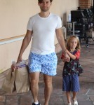 Tobey Maguire and his family stopped by the market in Malibu, California on September 3, 2012. His daughter Ruby held his hand as they walked in front of the nanny and son Otis.