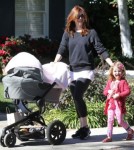 Alyson Hannigan Goes For A Walk With Her Daughters