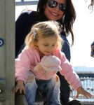"Real Housewife" Bethenny Frankel takes her daughter Bryn to a playground in New York City, NY on October 11th, 2012.