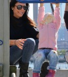 "Real Housewife" Bethenny Frankel takes her daughter Bryn to a playground in New York City, NY on October 11th, 2012.