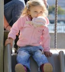 "Real Housewife" Bethenny Frankel takes her daughter Bryn to a playground in New York City, NY on October 11th, 2012.