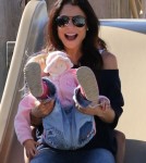 "Real Housewife" Bethenny Frankel takes her daughter Bryn to a playground in New York City, NY on October 11th, 2012.