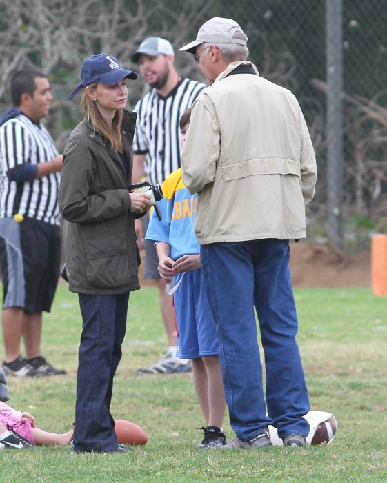 calista Flockhart and her husband Harrison Ford out watching their son Liam's flag football game in Brentwood, California on October 20, 2012.