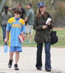 Calista Flockhart and her husband Harrison Ford out watching their son Liam's flag football game in Brentwood, California on October 20, 2012.
