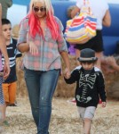 Christina Aguilera Takes Son Max To Mr. Bones Pumpkin Patch
