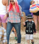 Christina Aguilera Takes Son Max To Mr. Bones Pumpkin Patch