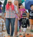 Christina Aguilera Takes Son Max To Mr. Bones Pumpkin Patch