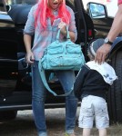 Christina Aguilera Takes Son Max To Mr. Bones Pumpkin Patch