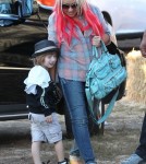 Christina Aguilera Takes Son Max To Mr. Bones Pumpkin Patch