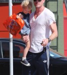 Eric Dane takes his daughter Billie shopping at Puzzle Zoo in West Hollywood, California on October 3rd, 2012.