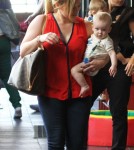 Hilary Duff takes her baby boy Luca to Babies First Class in Sherman Oaks, CA on October 3rd, 2012.