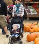 January Jone took her little man Xander the the Harvest Festival Pumpkin Patch in Los Angeles, California on October 20th, 2012.