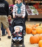 January Jone took her little man Xander the the Harvest Festival Pumpkin Patch in Los Angeles, California on October 20th, 2012.