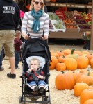 January Jone took her little man Xander the the Harvest Festival Pumpkin Patch in Los Angeles, California on October 20th, 2012.