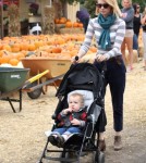 January Jone took her little man Xander the the Harvest Festival Pumpkin Patch in Los Angeles, California on October 20th, 2012.
