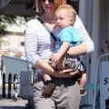 'Madmen' actress January Jones picks up her baby boy Xander from day care in Los Feliz, CA on October 2, 2012.