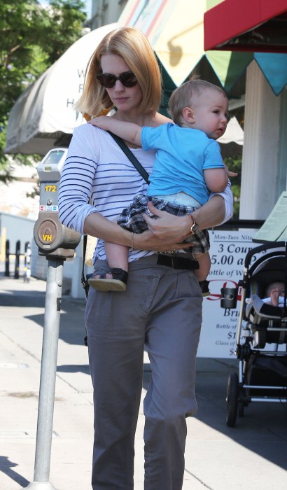 'Madmen' actress January Jones picks up her baby boy Xander from day care in Los Feliz, CA on October 2, 2012.
